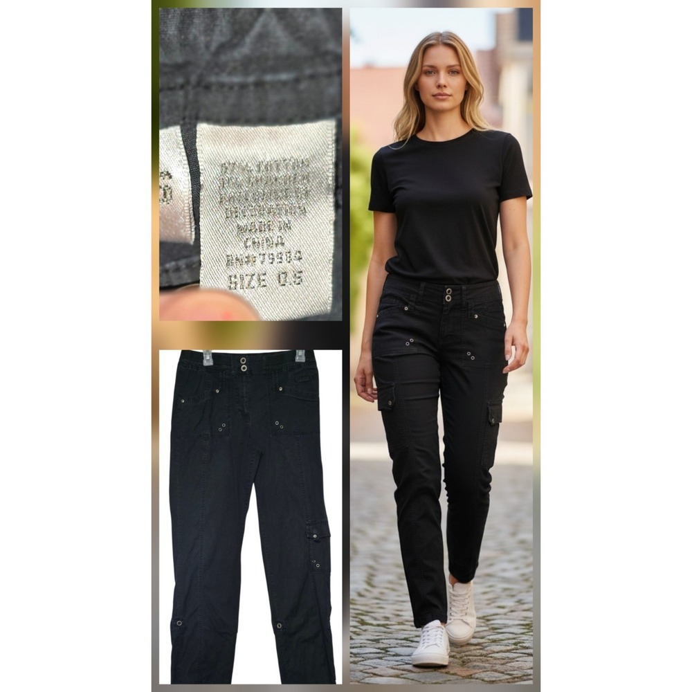 Chico's Jeans Demin Girlfriend Straight Leg size Small .5 34x27 Black Steampunk